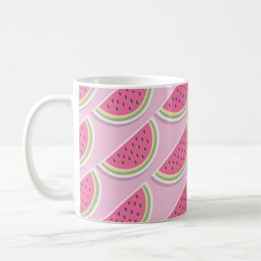Cute Pink Watermelon Pattern Koffiemok (Links)