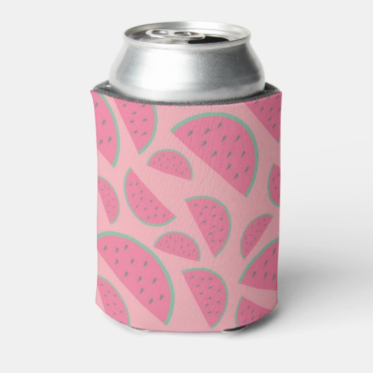 Cute Pink Watermelon Pattern Monogram Blikjeskoeler (Blikje Achterkant)