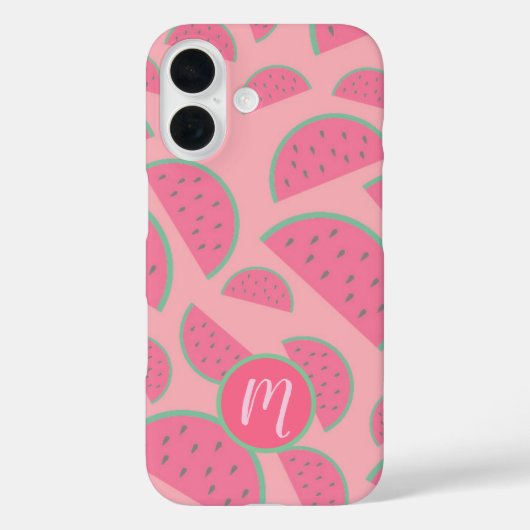 Cute Pink Watermelon Pattern Monogram Case-Mate iPhone Case (Achterkant)