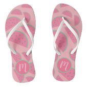 Cute Pink Watermelon Pattern Monogram Teenslippers (Voetbed)
