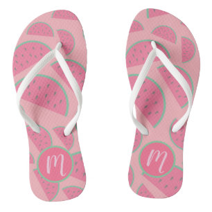 Cute Pink Watermelon Pattern Monogram Teenslippers