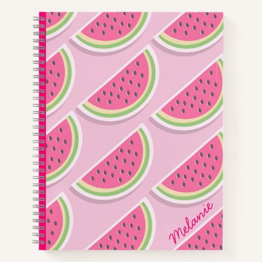 Cute Pink Watermelon Pattern Personalised Notitieboek (Voorkant)
