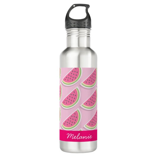 Cute Pink Watermelon Pattern Personalised Waterfles (Voorkant)