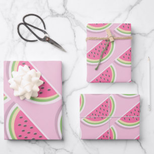 Cute Pink Watermelon Slices Inpakpapier Vel