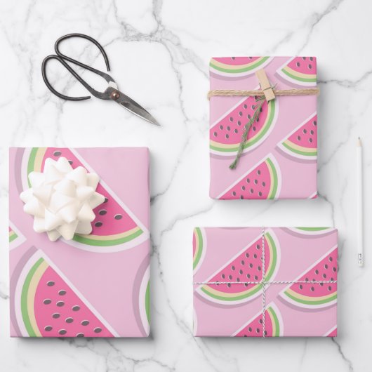 Cute Pink Watermelon Slices Inpakpapier Vel (Voorkant)