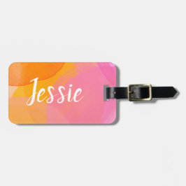 Cute Pink Waterverf Aangepaste naam voor het model Bagagelabel