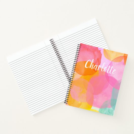 Cute Pink Waterverf Aangepaste naam voor het model Notitieboek (Binnen)