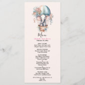 Cute Pink Waterverf Air Ballon Elephant Baby Sho Menu (Achterkant)