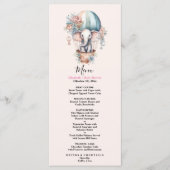 Cute Pink Waterverf Air Ballon Elephant Baby Sho Menu (Voorkant)