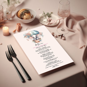 Cute Pink Waterverf Air Ballon Elephant Baby Sho Menu