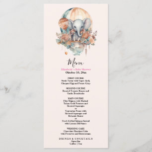 Cute Pink Waterverf Air Ballon Elephant Baby Sho Menu