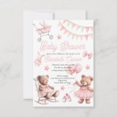 Cute Pink Waterverf Baby Girl Shower Kaart (Voorkant)