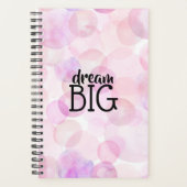 Cute Pink Waterverf Bubbles Dream Big Planner (Voorkant)