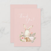 Cute Pink waterverf Bunny Baby shower Bedankkaart (Voorkant / Achterkant)