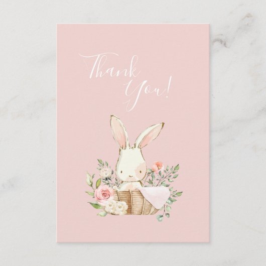 Cute Pink waterverf Bunny Baby shower Bedankkaart (Voorkant)