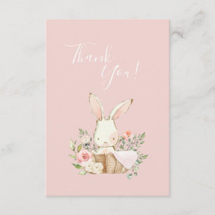 Cute Pink waterverf Bunny Baby shower Bedankkaart