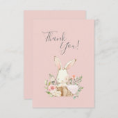 Cute Pink waterverf Bunny Baby shower Hartelijk da Bedankkaart (Voorkant / Achterkant)