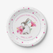 Cute Pink Waterverf Bunny Girl Baby shower Papieren Bordje (Voorkant)