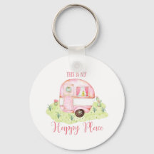Cute Pink Waterverf Camper Caravan Scene