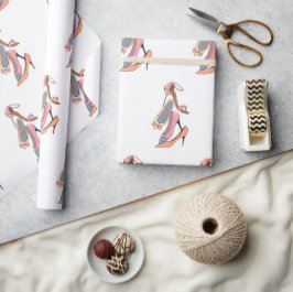 Cute Pink Waterverf Diva Glam Stilettos Cadeaupapier