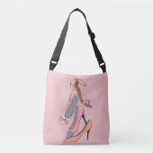 Cute Pink Waterverf Diva Glam Stilettos Canvas tas (Voorkant)