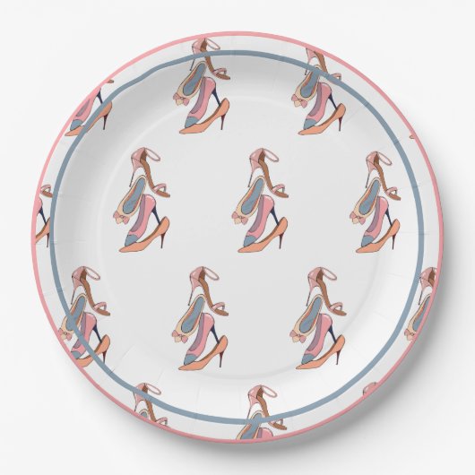 Cute Pink Waterverf Diva Glam Stilettos Papieren Bordje (Voorkant)