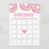 Cute Pink Waterverf Donuts Baby shower Bingo Informatiekaartje (Voorkant)