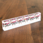 Cute Pink Waterverf Flamingos op White Naambordje (Zijkant)