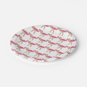 Cute Pink Waterverf Flamingos op White Papieren Bordje