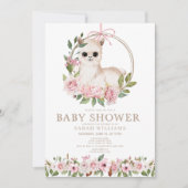 Cute Pink Waterverf Floral Llama Baby shower Kaart (Voorkant)