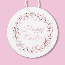 Cute Pink Waterverf Pussy Willow Happy Pasen Bedankjes Labels