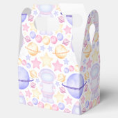 Cute Pink Waterverf Space Astronaus Birthday Bedankdoosjes (Geopend)