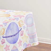 Cute Pink Waterverf Space Astronaus Birthday