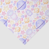 Cute Pink Waterverf Space Astronaus Birthday Tissuepapier (Detail)