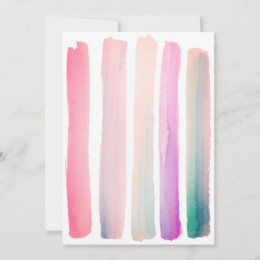 Cute Pink Waterverf Strokes Kinderen Birthday Part Kaart (Achterkant)