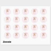 Cute Pink Waterverf Teddy Bear Boho Baby shower Ronde Sticker (Vel)