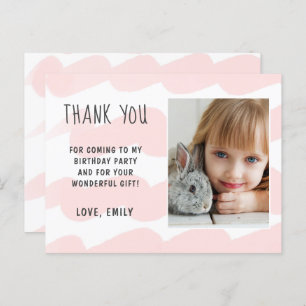 Cute Pink Wave Waterverf Girl Foto Dank u Briefkaart