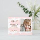 Cute Pink Wave Waterverf Girl Foto Dank u Briefkaart (Staand voorkant)