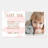 Cute Pink Wave Waterverf Girl Foto Dank u Rechthoekige Sticker (Voorkant)