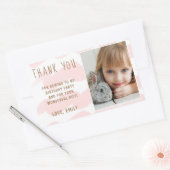 Cute Pink Wave Waterverf Girl Foto Dank u Rechthoekige Sticker (Envelop)
