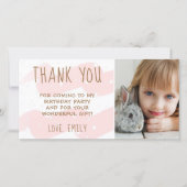 Cute Pink Wave Waterverf Star Girl Foto Bedankkaart (Voorkant)