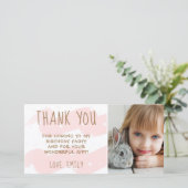 Cute Pink Wave Waterverf Star Girl Foto Bedankkaart (Staand voorkant)