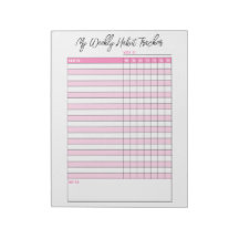 Cute Pink Weekly Habit Tracker Notitieblok