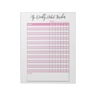 Cute Pink Weekly Habit Tracker Notitieblok