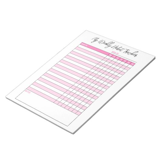 Cute Pink Weekly Habit Tracker Notitieblok (Schuin)