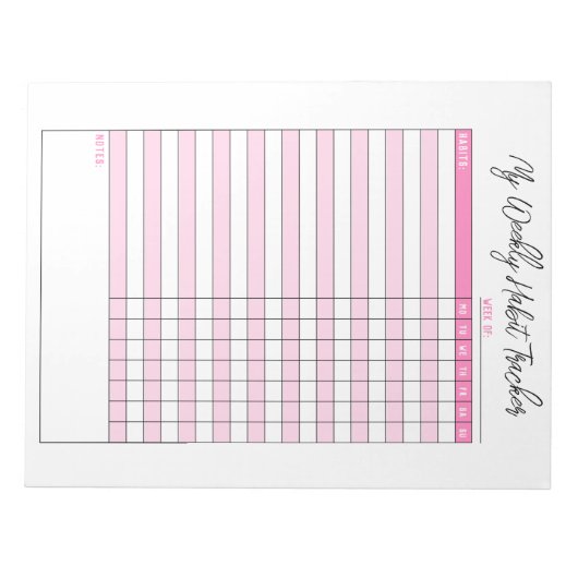 Cute Pink Weekly Habit Tracker Notitieblok (Voorkant)