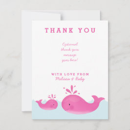 Cute Pink Whale Girl Baby shower Bedankt voor je k