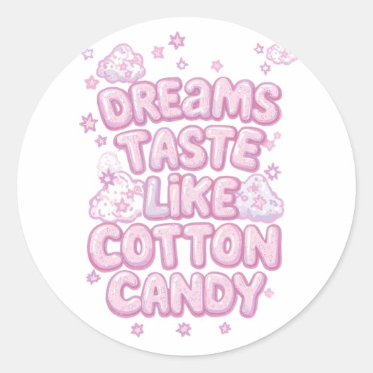Cute Pink Whimsical Dreamer Typography Ronde Sticker (Voorkant)