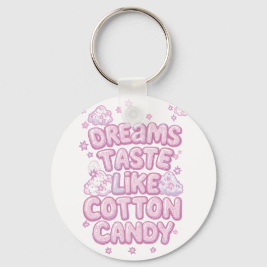 Cute Pink Whimsical Dreamer Typography Sleutelhanger (Voorkant)