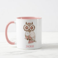 Cute Pink Whimsical Owl Personalized